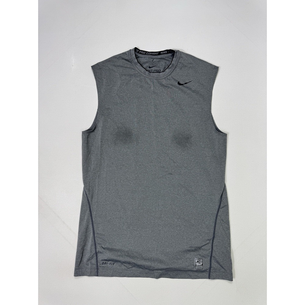Nike Pro Combat Fitted Shirt Men's Medium Gray Sleeveless Dri-Fit Tank 269608